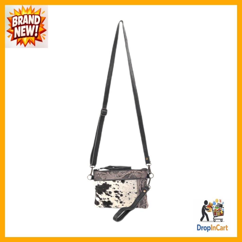 Genuine Cowhide Leather Crossbody Bag Adjustable Strap Minimal Chic Sling Purse